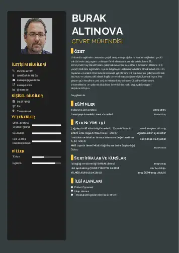 Çevre Mühendisi CV Örnekleri cv indir